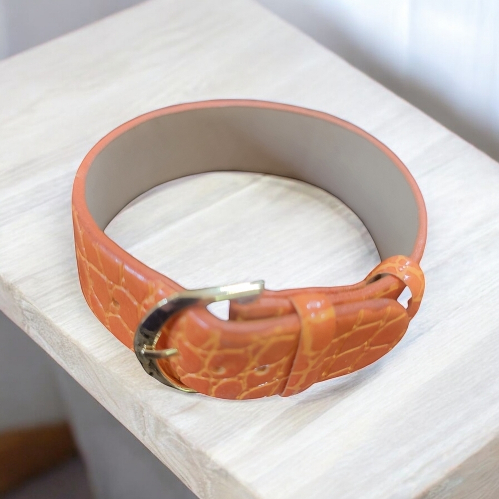 Orange Leather Buckle bracelet
